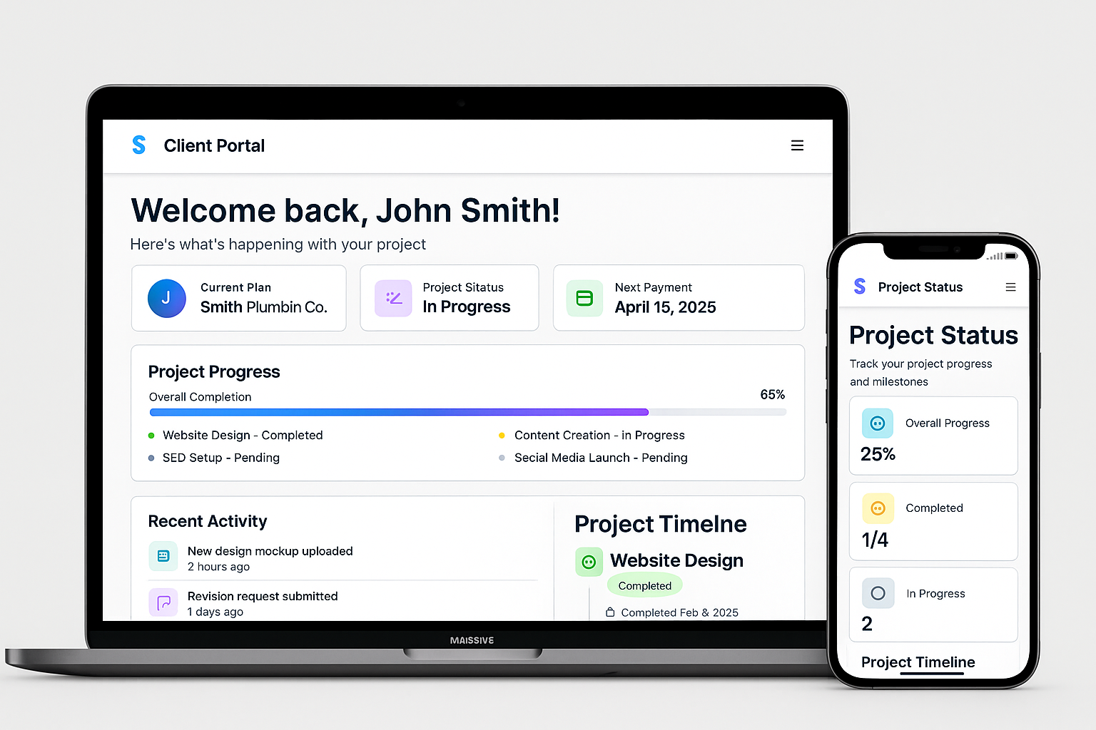 Client Portal Dashboard Preview - Desktop and Mobile View